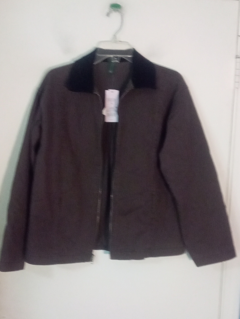 * Wild Fable Dark Brown Zip-Front Jacket Corduroy Collar NWT $45 Denim 97% Cott